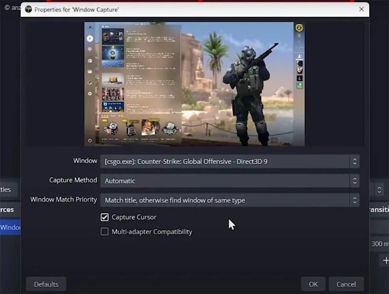 انتخاب بازی مورد نظر برای رفع مشکل صفحه سیاه OBS