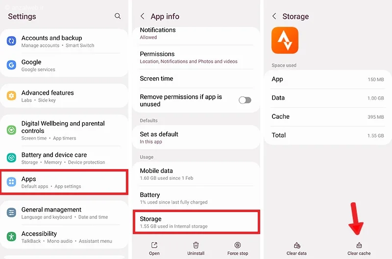 حذف داده‌های کش برنامه Strava