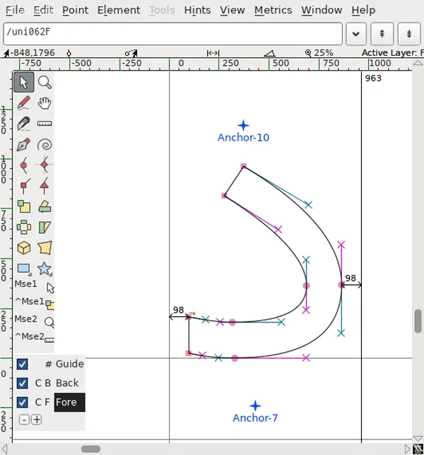 طراحی فونت با نرم افزار FontForge