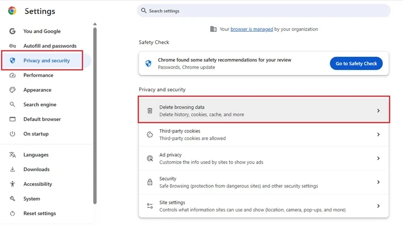 پاک کردن کش مرورگر برای رفع مشکل ساخت اکانت اسپاتیفای