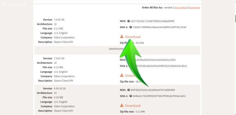 دانلود فایل رفع ارور Steam-api dll