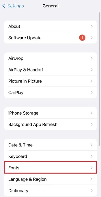 تغییر فونت در آیفون