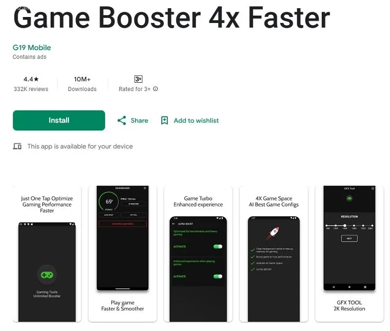اپلیکیشن Game Booster 4x Faster