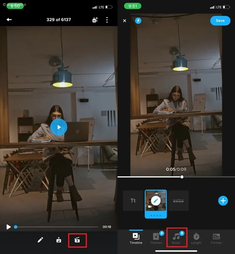 اضافه کردن آهنگ به ویدیو توسط اپ quick