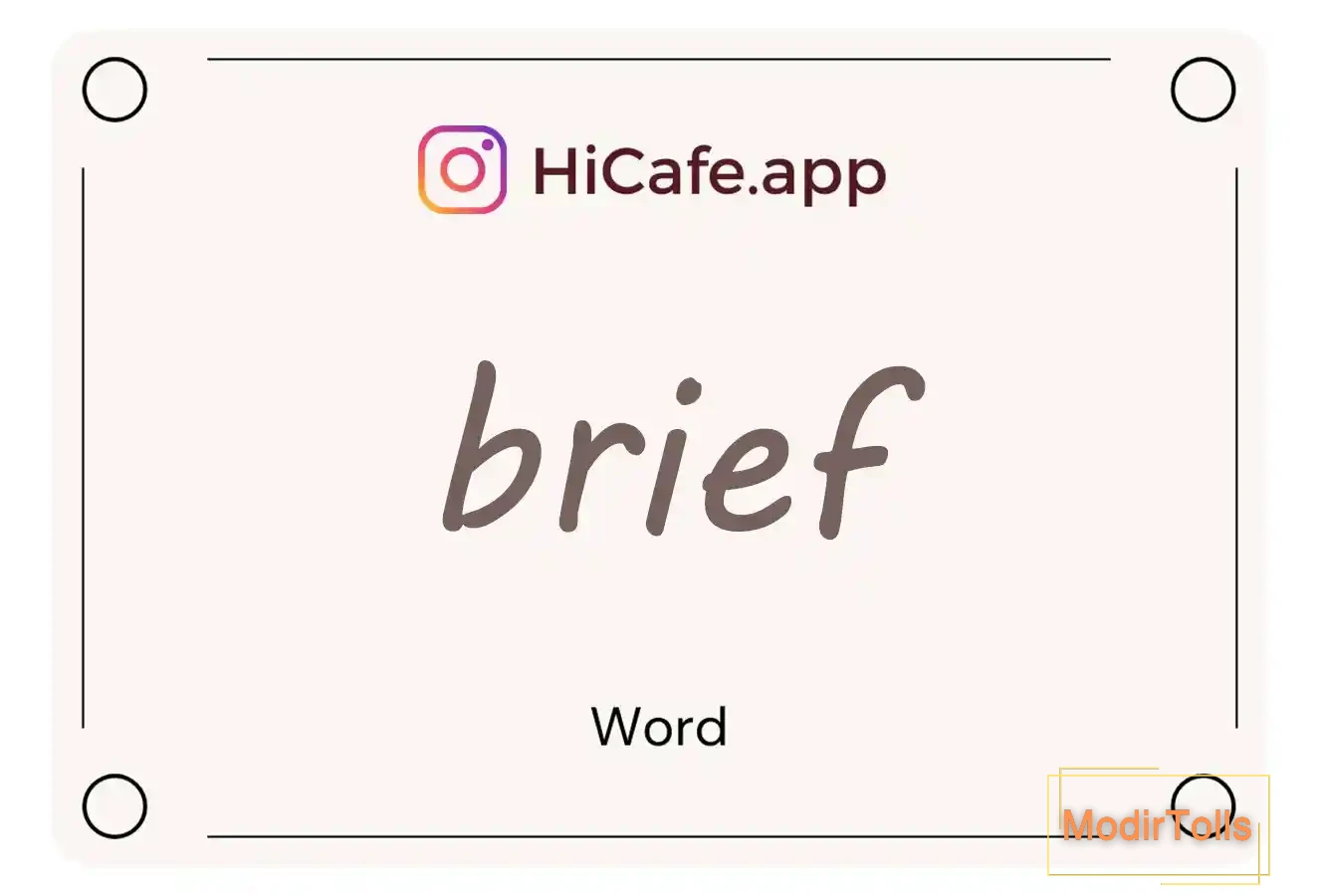 Meaning and usage of brief word