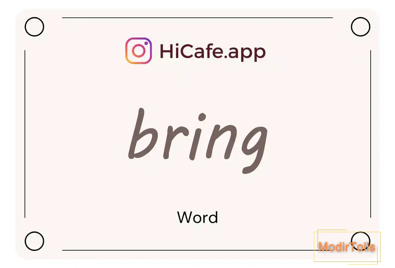 Meaning and usage of bring word