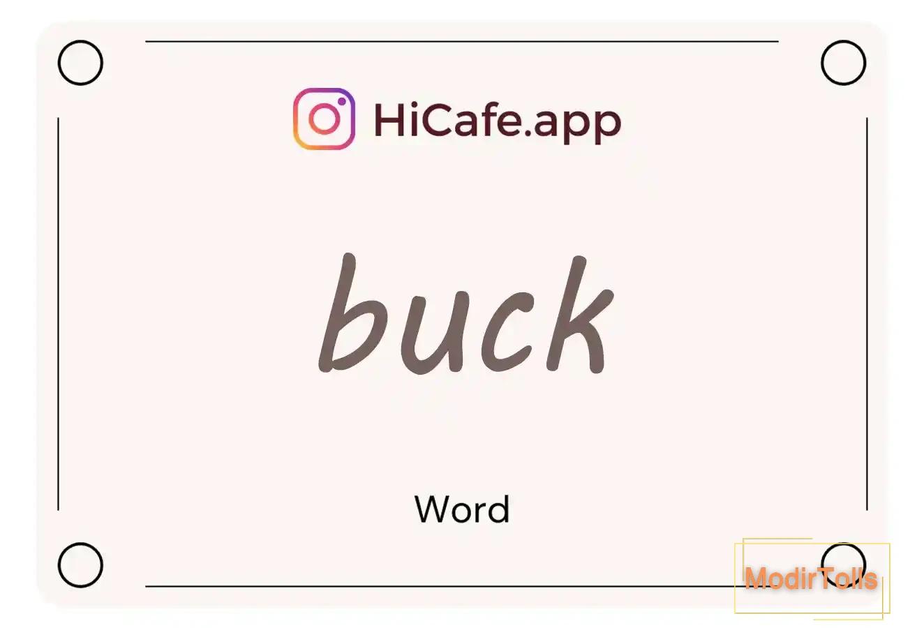Meaning and usage of buck word