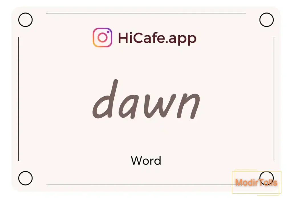 Meaning and usage of dawn word