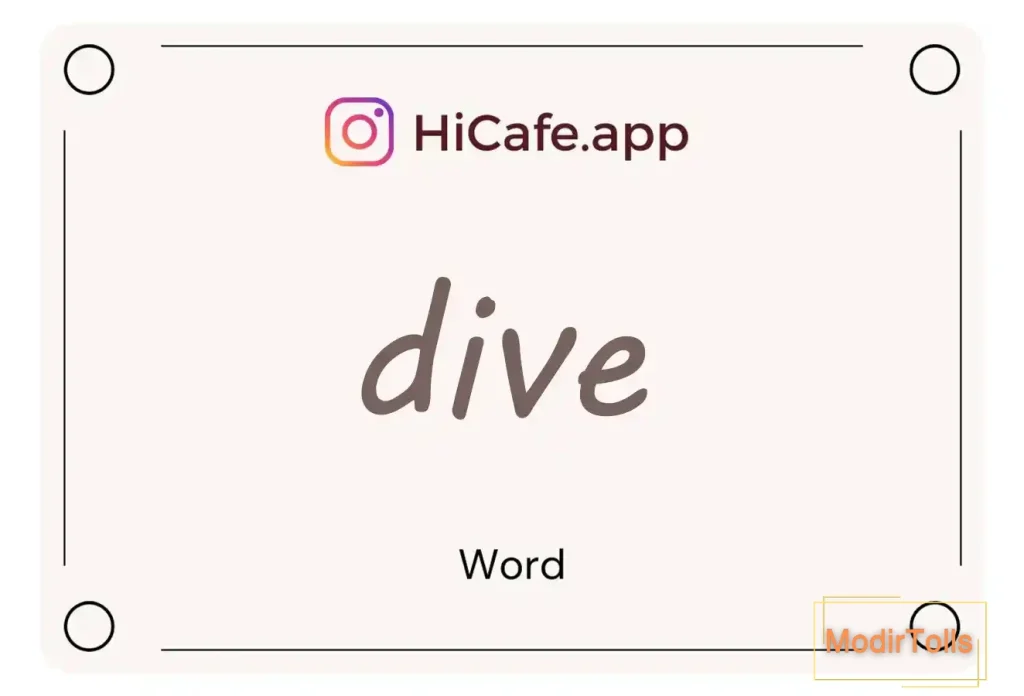 Meaning and usage of dive word