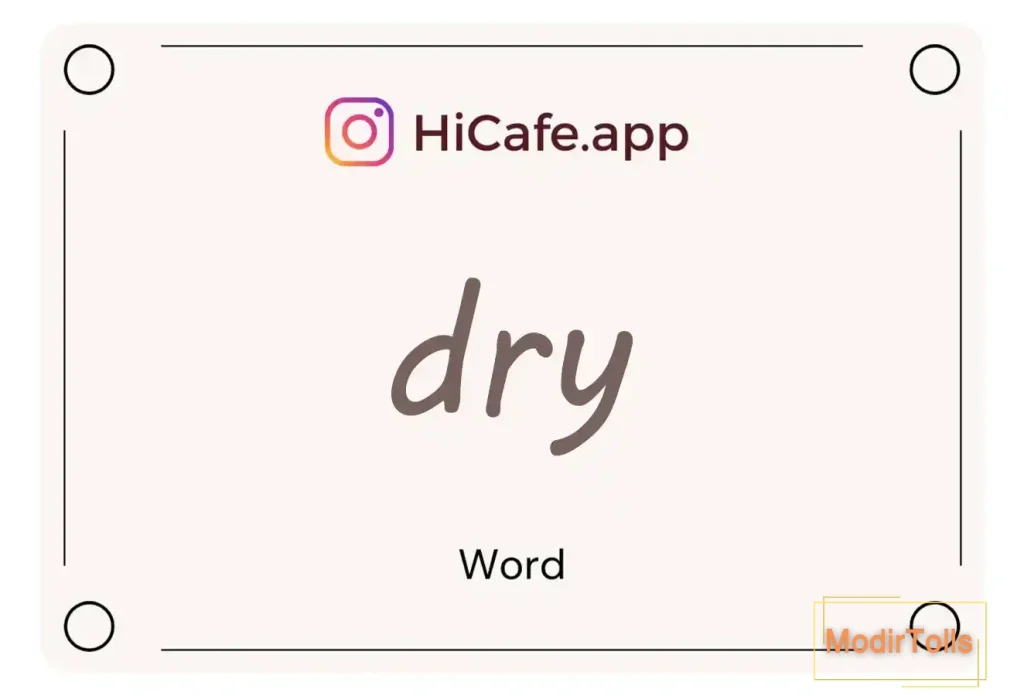 Meaning and usage of dry word