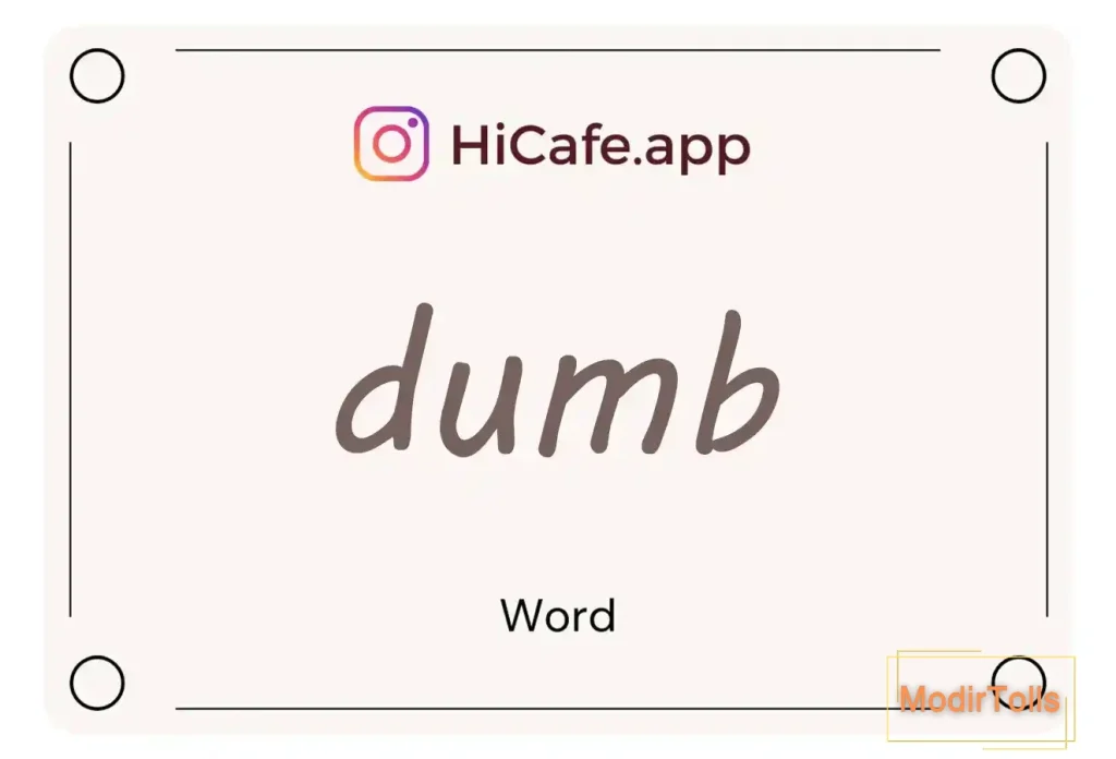 Meaning and usage of dumb word