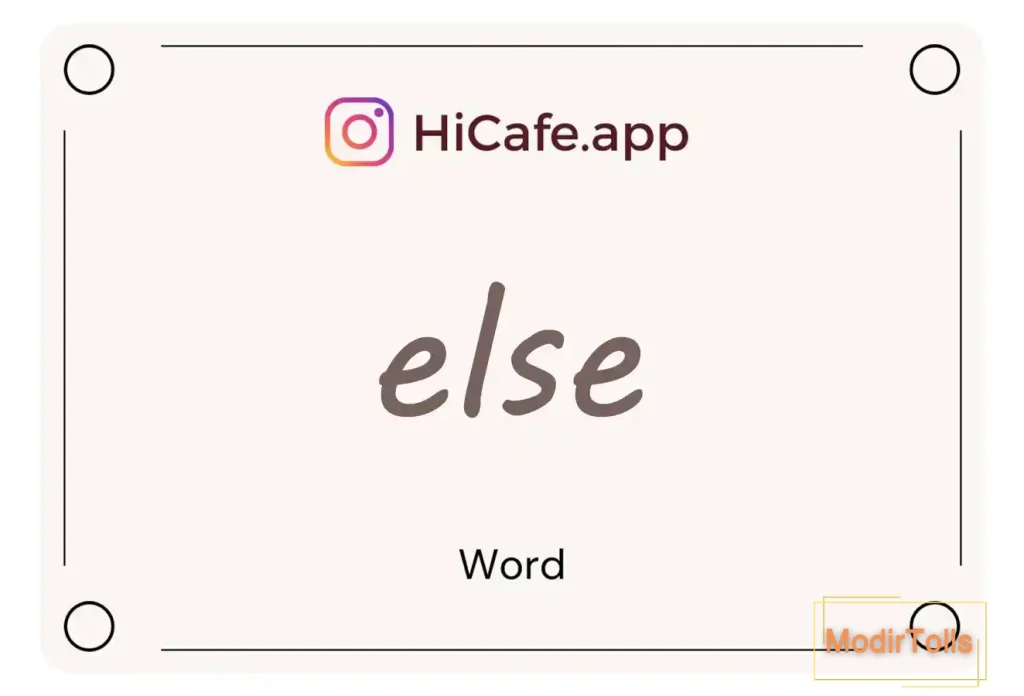 Meaning and usage of else word