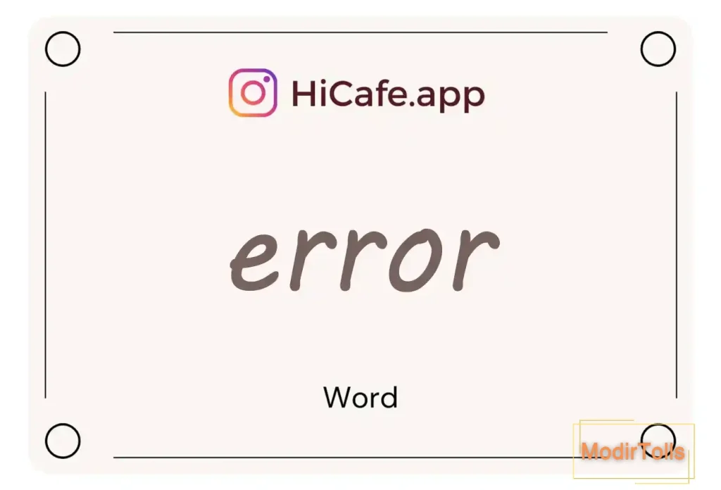 Meaning and usage of error word