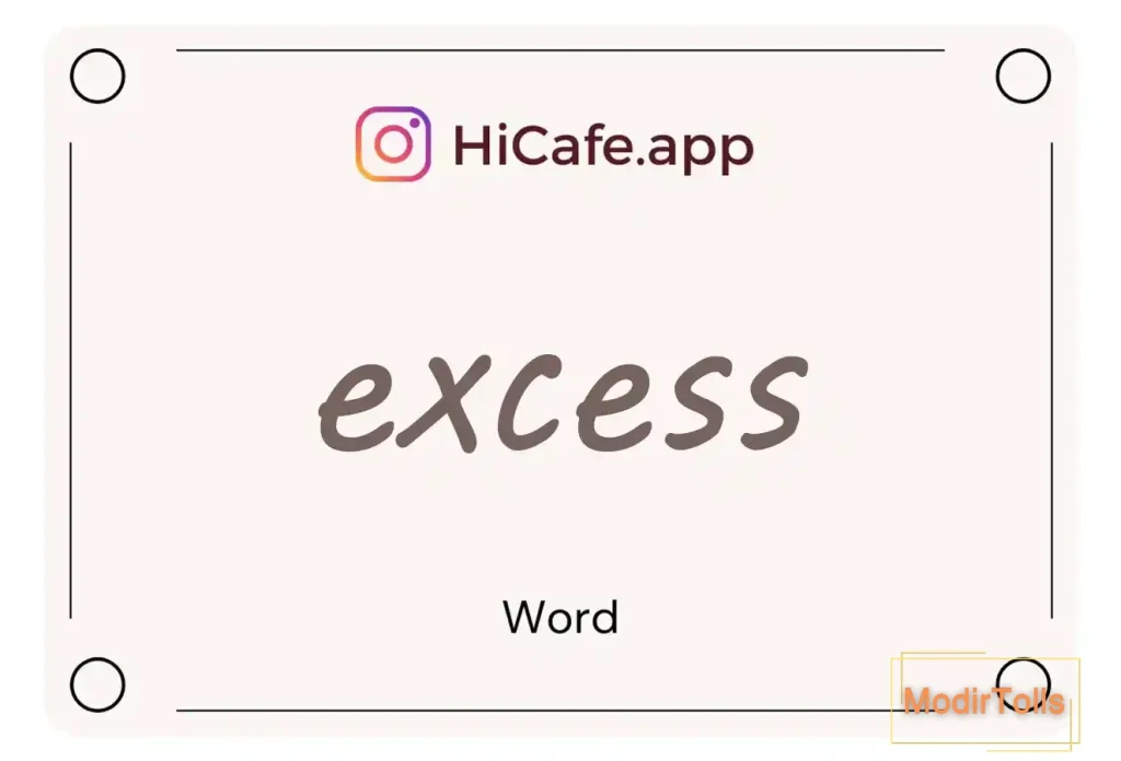 Meaning and usage of excess word