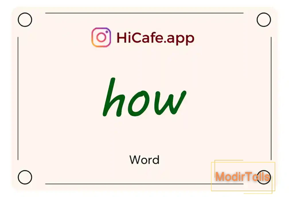 Meaning and usage of how word