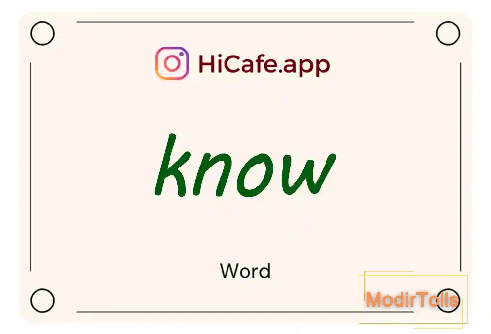 Meaning and usage of know word