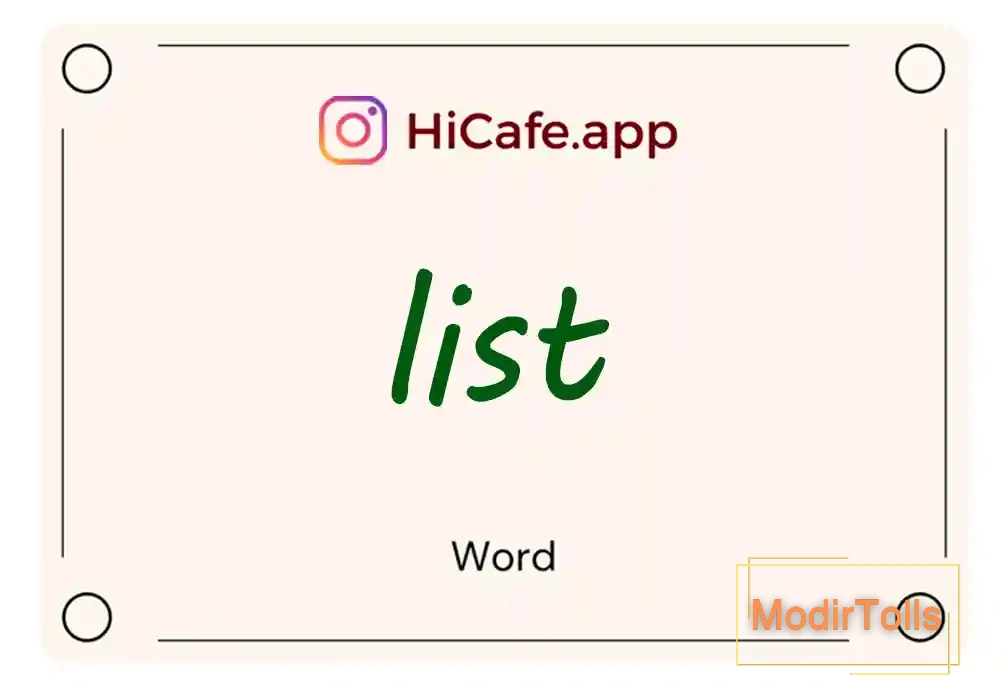 Meaning and usage of list word