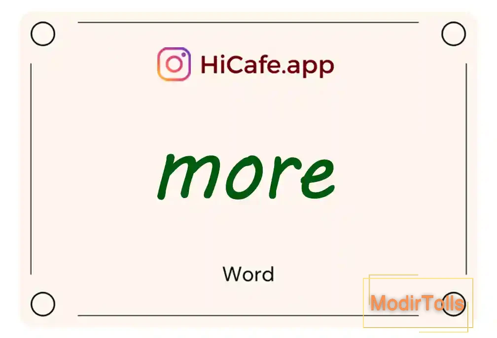 Meaning and usage of more word