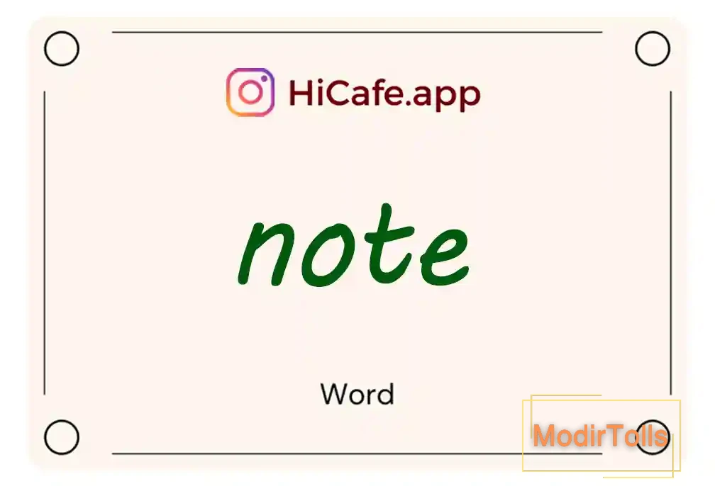 Meaning and usage of note word