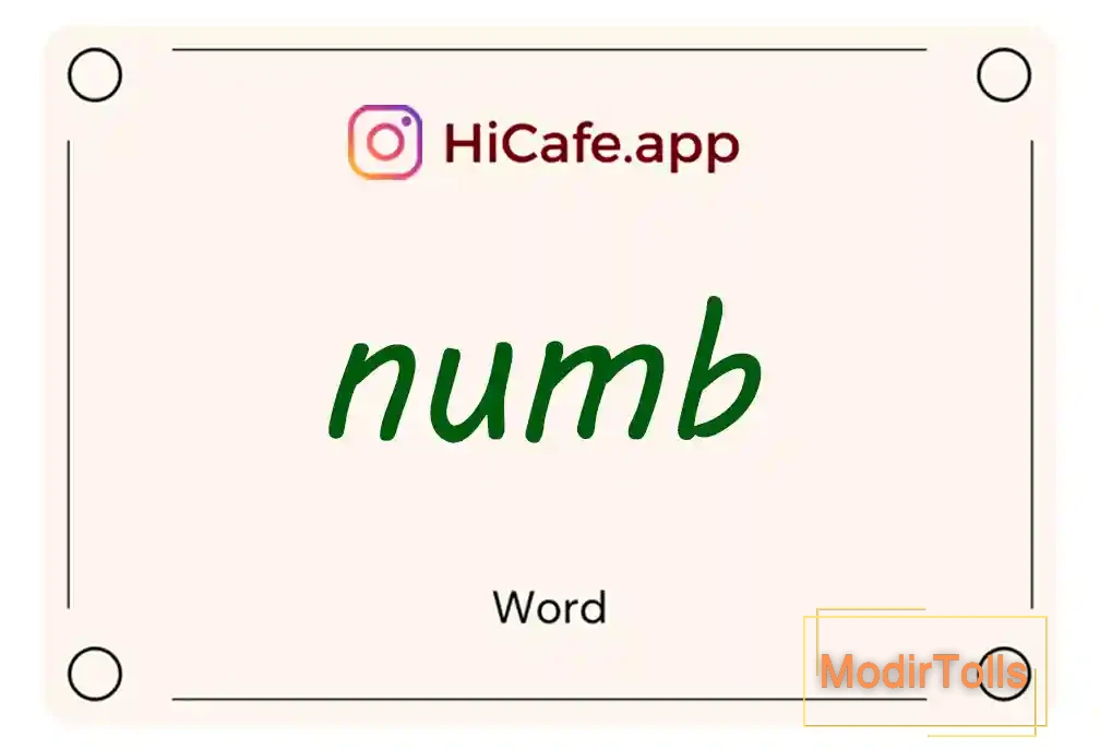 Meaning and usage of numb word