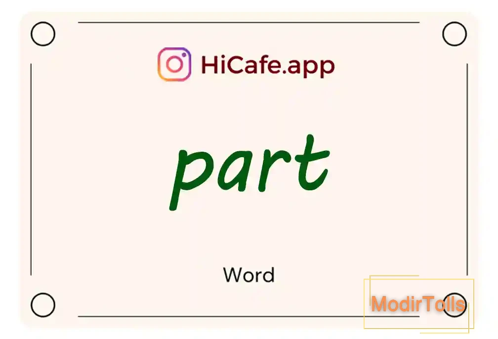 Meaning and usage of part word