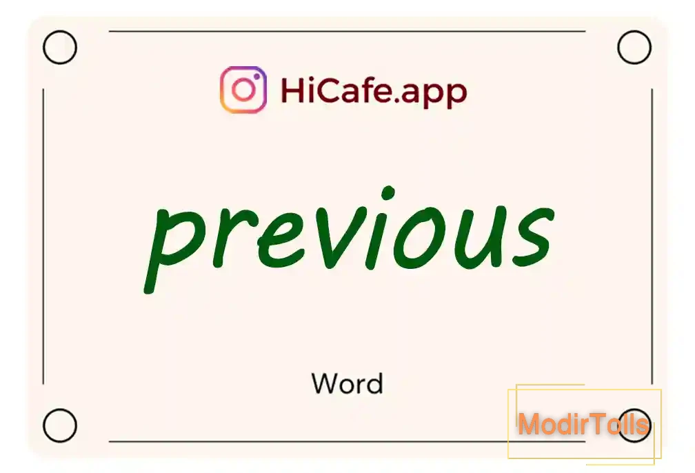 Meaning and usage of previous word