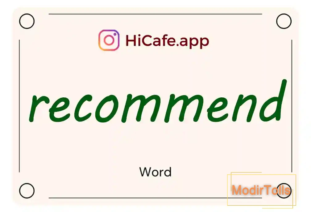 Meaning and usage of recommend word