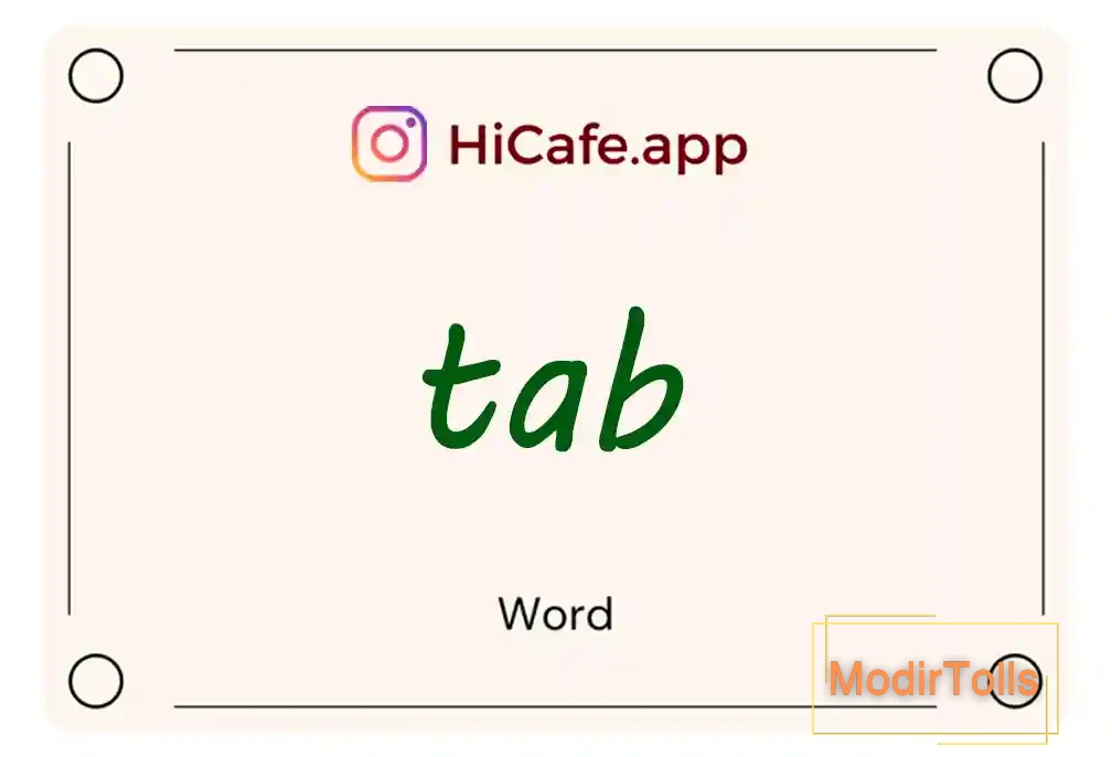 Meaning and usage of tab word