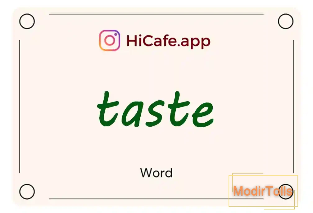 Meaning and usage of taste word