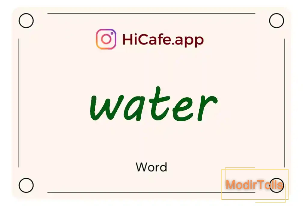 Meaning and usage of water word