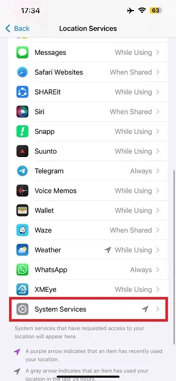 بخش Location Services