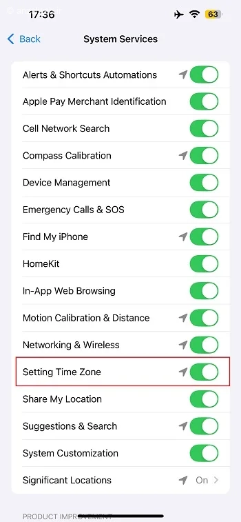 قسمت Setting Time Zone