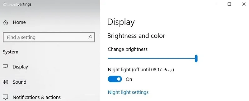 فعال سازی Night Light (نور شب)