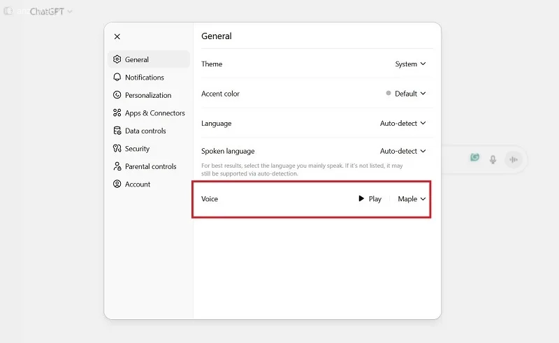 بخش Voice نسخه وب