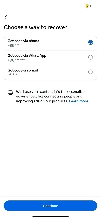 روش دیگر بازیابی امتحان کنید