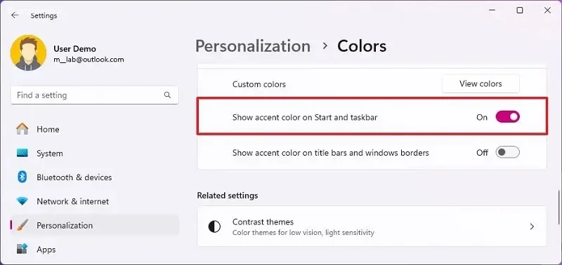 آموزش تغییر رنگ نوار ابزار در ویندوز 11 از طریق Settings