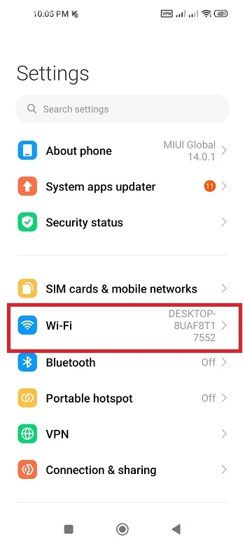 ای پی شبکه داخلی گوشی رو از کجا پیدا کنیم؟ 