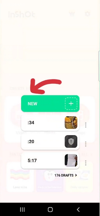انتخاب ویدیو جدید قرار دادن سه ویدیو در یک قاب با اینشات