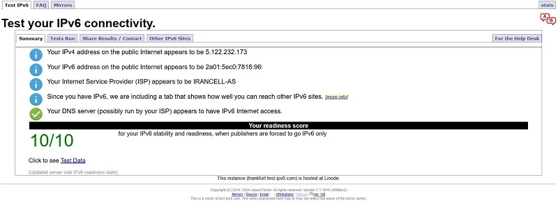 تست فعال بودن IPv6 روی شبکه اینترنت شما