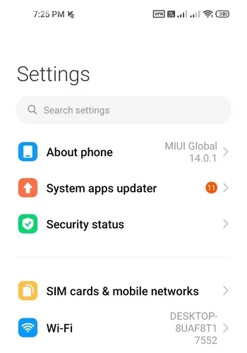 Settings اندروید