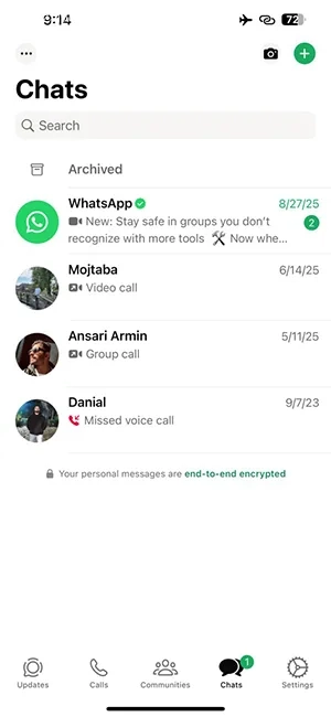 بازگردانی پیام‌های واتساپ آیفون