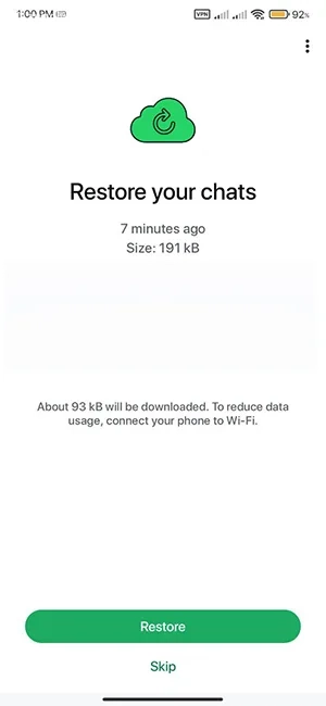 نحوه بازگردانی پیام‌های واتساپ