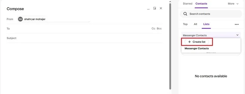  زدن گزینه Create list 