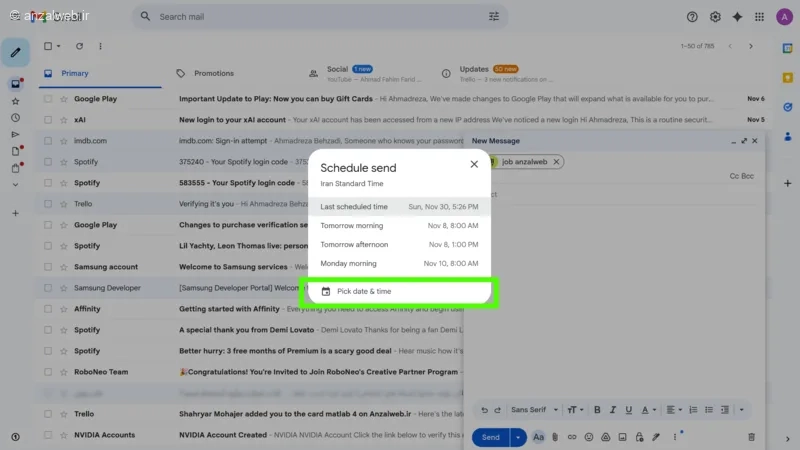 آموزش کامل ارسال خودکار ایمیل در جیمیل