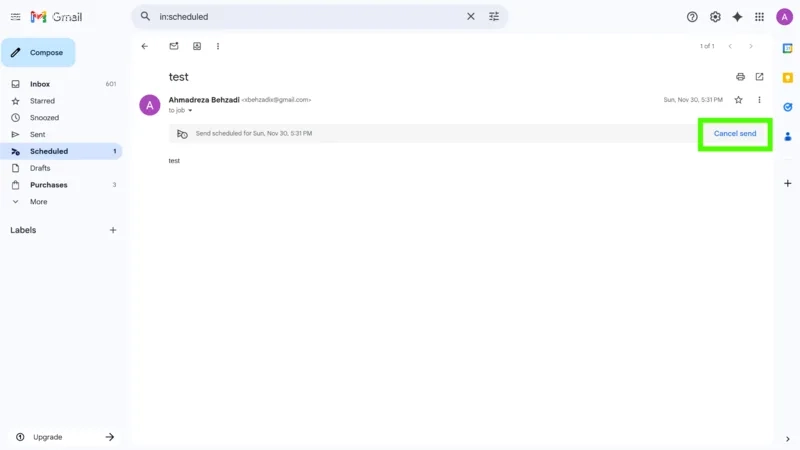 کنسل ارسال خودکار ایمیل در جیمیل