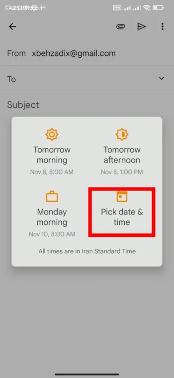 ارسال خودکار ایمیل در جیمیل با گوشی
