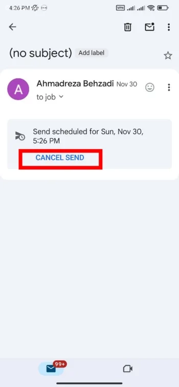 حذف ارسال خودکار ایمیل در جیمیل