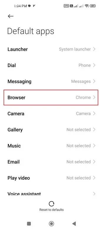 گزینه Browser