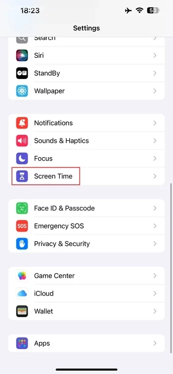 Screen Time آیفون