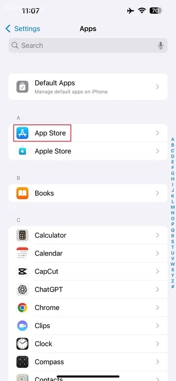 App Store را انتخاب